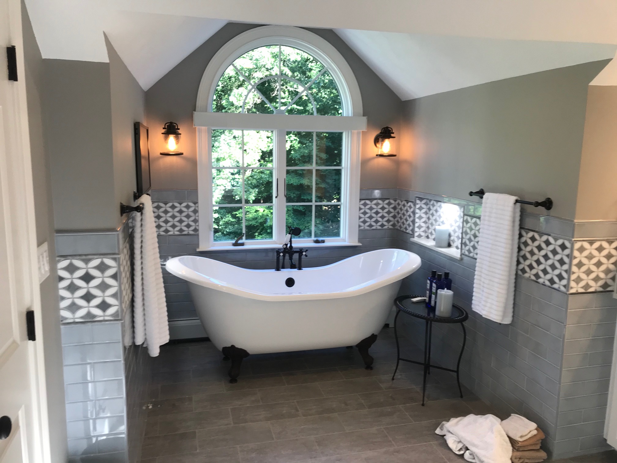 Luxury tub and tile bathroom